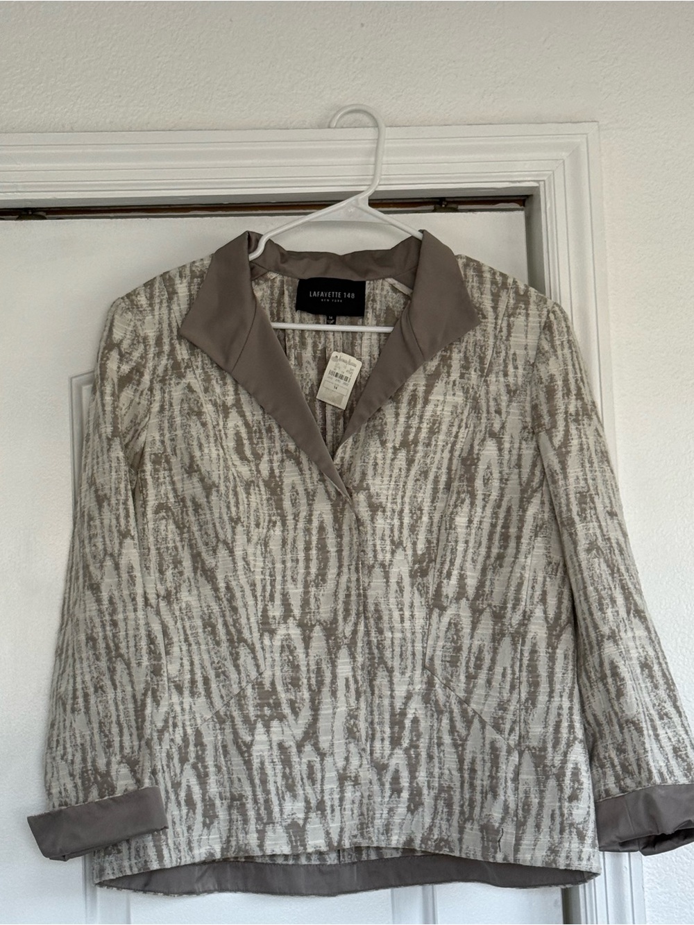 Lafayette 148 New York Neutral Patterned Blazer Jacket